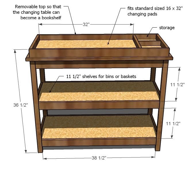 Diaper changing shop table dimensions